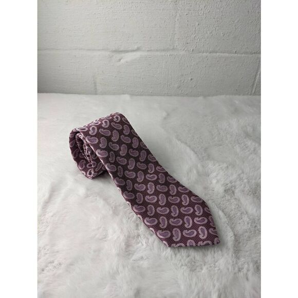 Ermenegildo Zegna Tie‎ Pink Woven Paisley Pattern 100% Silk NWT - Picture 1 of 4